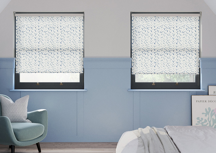 Watercolour Leaves, Blue River - Twist&Fit Roller Blind - Image 3